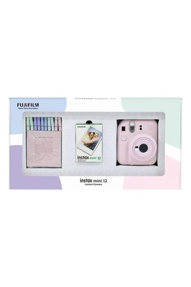 Fujifilm Instax Mini 12 Pembe Fotoğraf Makinesi 10'lu Film ve Mandal Bundle Box ürün görseli 1