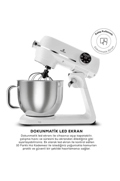 Multichef Artisan Digital Ekran 7 Litre Döküm Stand Mikser Pearl White 1800w ürün görseli 1