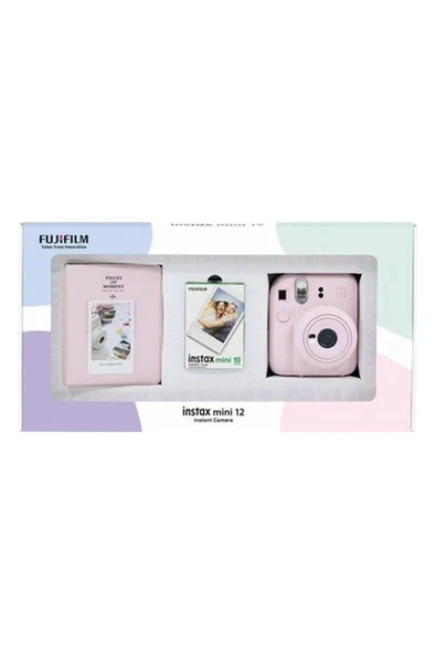 Fujifilm Instax Mini 12 Pembe Fotoğraf Makinesi 10'lu Film ve Pvc Albüm Bundle Box ürün görseli 1
