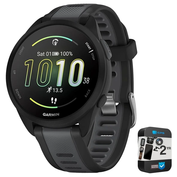 Garmin 010-02863-20 Forerunner 165 Smart Sport Watch, Black + Slate Gray | Resmi ABD Ortak Modeli | Sche with 2 YR CPS Geliştirilmiş Koruma Paketi ürün görseli 1