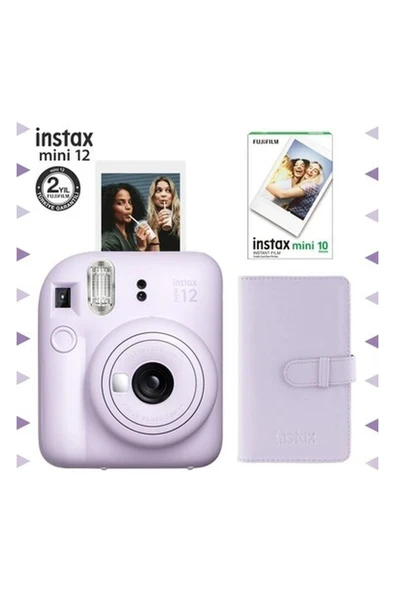 Instax Mini 12 Lila Fotoğraf Makinesi-10'lu Film ve Laporta Albüm SETI-FOTSI199-S3-10-LA ürün görseli 1