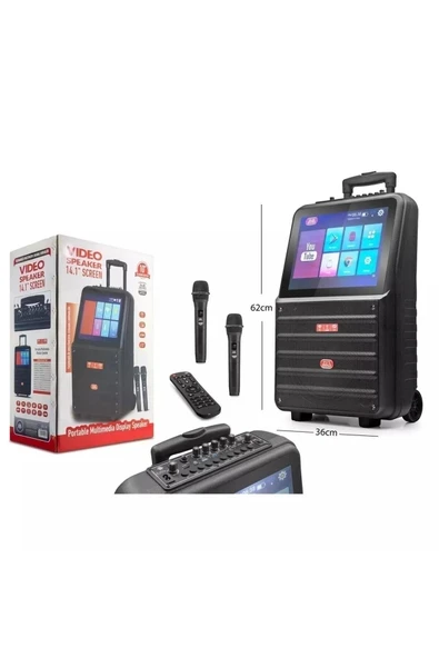Subzero WR194 14.1\" Multimedia Dokunmatik Ekran 2 Kablosuz Mikrofonlu Kumandalı RGB Bluetooth/Usb/Sd ürün görseli 1