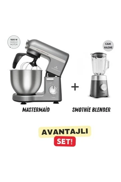 Karaca 6 Hız Kademeli 5 Lt Geniş Hazneli Premium Chef Stand Mikser 1500W + 1,5lt Cam Hazneli Smothie Blender, Onerous Mutfak Tartısı Hediye ürün görseli 1