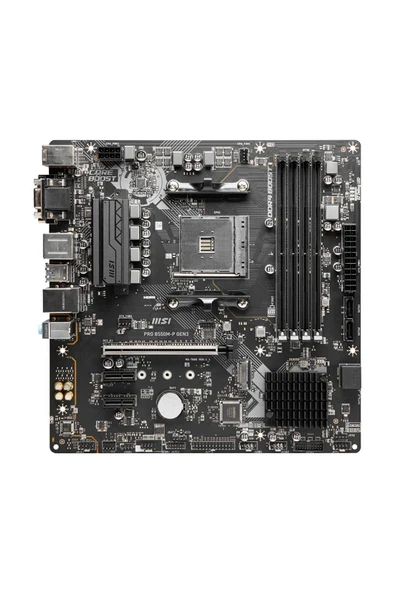 MSI PRO B550M-P GEN3 SOKET AMT DDR4 4400 PCI-E Gen 4 ,M.2x1, 4x SATA 6Gbps ,4x USB 3.2 Gen 2 10Gbps m-ATX Anakart ürün görseli 1