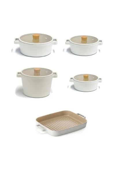 Neoflam Fika Alüminyum Döküm Cam Kapaklı 9 Parça x Pro Tencere & Tava Seti ürün görseli 1