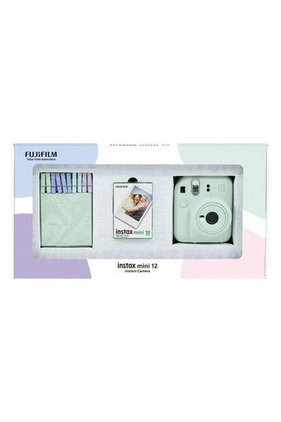 Fujifilm Instax Mini 12 Yeşil Fotoğraf Makinesi 10'lu Film ve Mandal Bundle Box ürün görseli 1