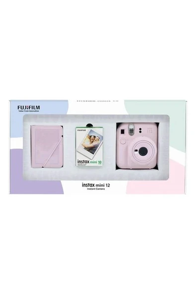 Fujifilm Instax Mini 12 Pembe Fotoğraf Makinesi 10'lu Film ve 28'li Mini Albüm Bundle Box ürün görseli 1