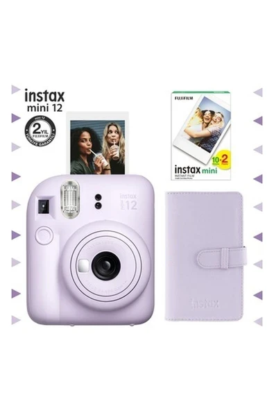 Instax Mini 12 Lila Fotoğraf Makinesi-20'li Film ve Laporta Albüm SETI-FOTSI199-S3-20-LA ürün görseli 1