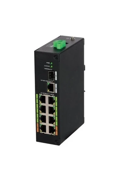 8port 120w FULL ePoE LR2110-8ET-120 1GE Uplink,1xSFP Endüstriyel Switch ürün görseli 1