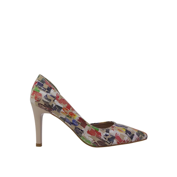 Hobby 27448 Baskılı Deri Stiletto Kadın Ayakkabı  TEN MULTİ 37 ürün görseli 1