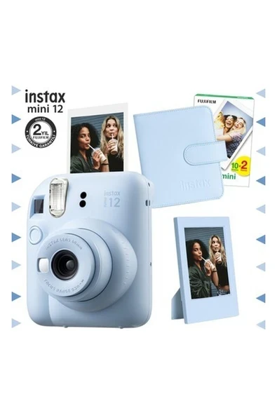 Fujifilm Instax Mini 12 Mavi Fotoğraf Makinesi-20'li Film-Çerçeve ve Kare Albüm Seti ürün görseli 1