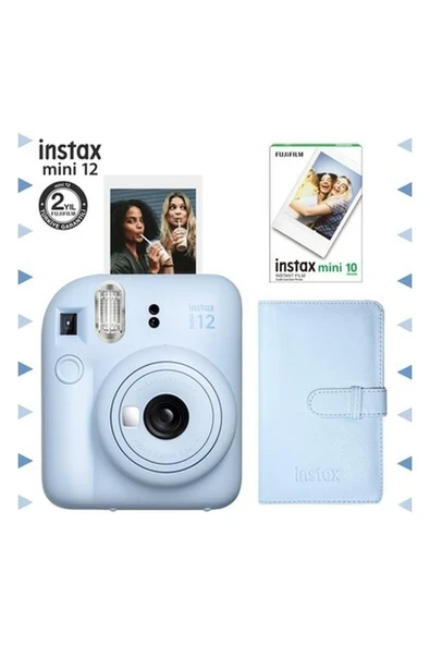Instax Mini 12 Mavi Fotoğraf Makinesi-10'lu Film ve Laporta Albüm SETI-FOTSI195-S3-10-LA ürün görseli 1