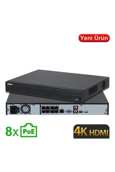 Dahua (NVR4208-8P-4KS3) 8 Kanal 4K 2X20TB 8 Port Poe 1xhdmı 1xvga 2xusb 1XRJ45 Nvr Kayıt ürün görseli 1