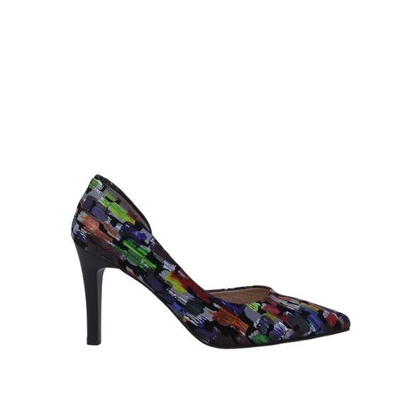 Hobby 27448 Baskılı Deri Stiletto Kadın Ayakkabı  SİYAH MULTİ 36 ürün görseli 1