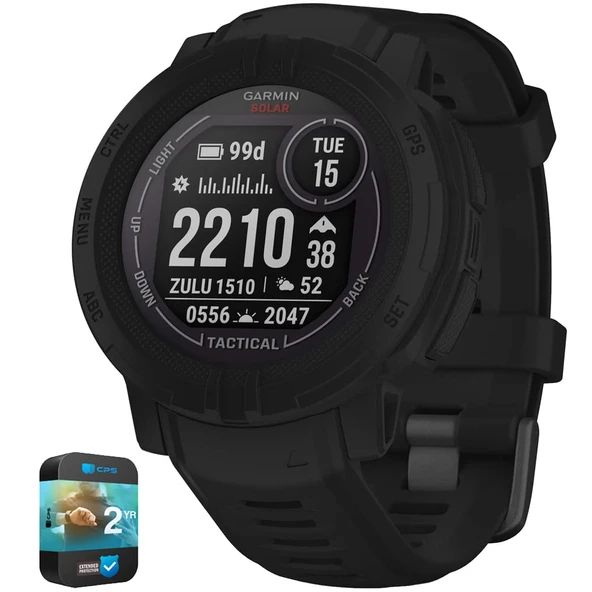 Garmin 010-02627-13 Instinct 2 Solar Smartwatch Taktik Edition Black Sche ile Premium 2YR CPS Geliştirilmiş Koruma Paketi ürün görseli 1
