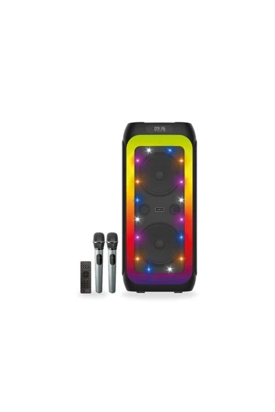 80w 6000 Mah Çift Mikrofonlu Ledli Bluetooth Hoparlör Bts-x700 ürün görseli 1
