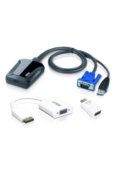 Aten CV211CP Laptop USB To VGA HDMI Dısplay Port Konsol Adaptörü Kiti ürün görseli 1