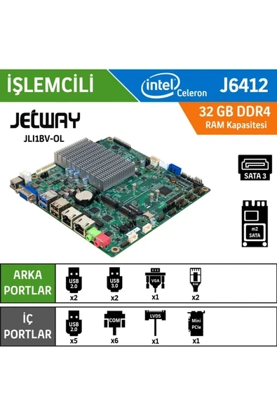 IPC JLI1BV-OL J6412 CPU, DDR4 UP TO 32GB, 2* 2.5GbE Anakart ürün görseli 1