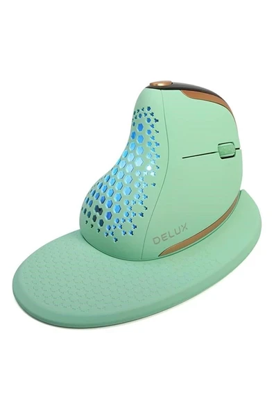 Delux Seeker Kablosuz Ergonomik Dikey Mouse, OLED Ekran - M618XSD-YEŞIL ürün görseli 1