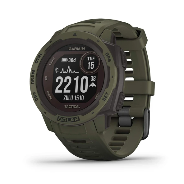 Garmin Instinct Solar Taktik, Solar-Powered, Açık Smartwatch with Taktik Özellikler, Yapılı Spor Uygulamaları ve Sağlık İzlemesi, Moss Green ürün görseli 1