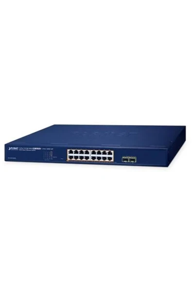 PL-GS-2210-16P2S 16 Port Gigabit PoE+ 2 Port SFP Web Smart Yönetilebilir PoE Switch ürün görseli 1