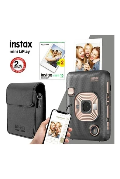 Instax Mini Liplay Hybrid Elegant Black Fotoğraf Makinesi Hediye Seti 4 ürün görseli 1
