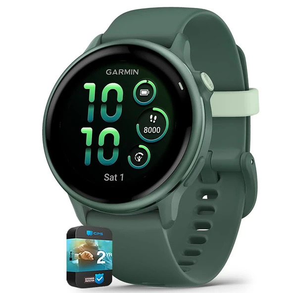 Garmin 010-02985-02 VIVOACTIVE 6 Health and Fitness GPS Smartwatch Jasper Green with Silikon Band Sche with 2 YR CPS Geliştirilmiş Koruma Paketi ürün görseli 1