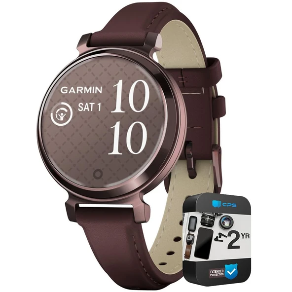 Garmin 010-02208-03 Lily 2 Classic Dark Bronze with Mulberry Deri Band Smartwatch | Resmi ABD Ortak Modeli | Sche with 2 YR CPS Geliştirilmiş Koruma Paketi ürün görseli 1