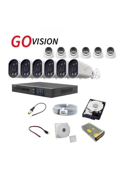12'li 2MP AHD Güvenlik Kamera Seti – Full HD, Gece Görüşlü, Kayıt Cihazı Dahil ürün görseli 1