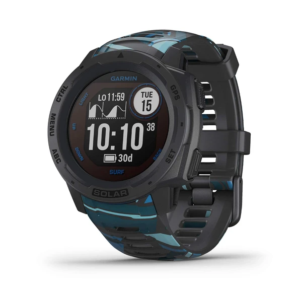 Garmin Instinct Solar Surf, Solar-Powered Rugged Outdoor Smartwatch with Tide Data and Private Surfing Activity, Boru ürün görseli 1