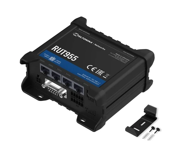 Teltonika RUT955K034S0 Model RUT955 Endüstriyel Hücresel Yönlendirici; Yalnızca Verizon ile uyumludur; 4G LTE (Cat 4), 3G, 2G Bağlantısı; Çift SIM; 100'e kadar... ürün görseli 1