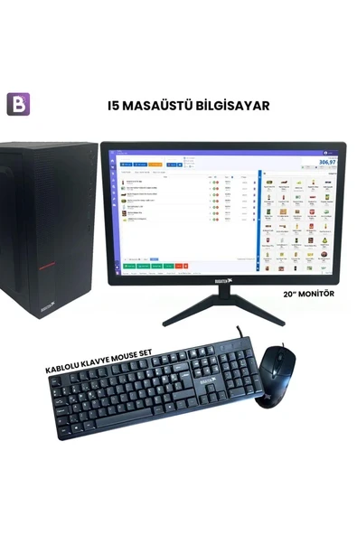 i5 Masaüstü PC + 20” Monitör + Barkodlu Satış Sistemi (V2 - Yıllık Lisans) ürün görseli 1