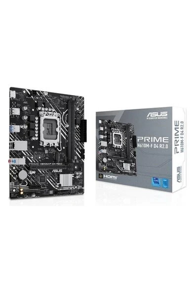 ASUS PRIME H610M-F D4 R2.0 Intel H610 LGA1700 DDR4 3200 HDMI M2 USB3.2 mATX ASUS 5X PROTECTION III, Armoury Crate, AI Suite 3 ürün görseli 1