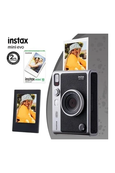 Instax Mini Evo Siyah Fotoğraf Makinesi 10'lu Film ve Çerçeve ürün görseli 1