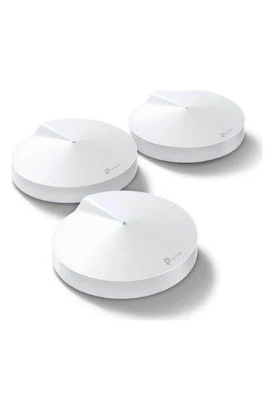 TP-Link Deco M5(3-Pack), AC1300 Mbps, Dual-Band, Gigabit Portları, 100 Cihaza Kadar Bağlanılabilirlik, 500 m²'ye Kadar Kapsama, Mobil Uygulama ile Kolay Kurulum, Wi-Fi 5 Mesh Sistemi ürün görseli 1