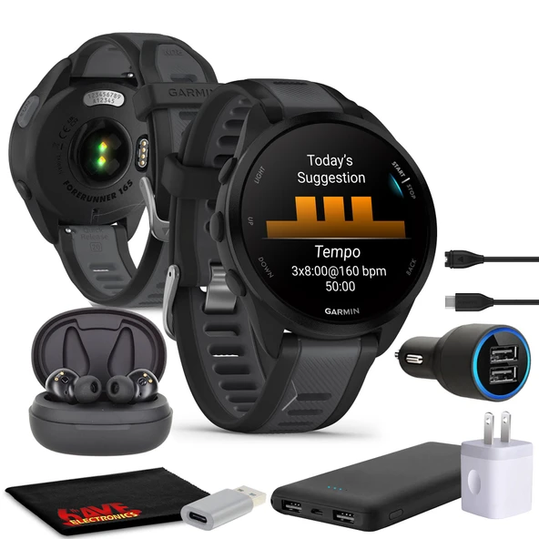 Garmin Forerunner 165 GPS Smartwatch, Fitness Tracker Kadınlar ve Erkekler için Akıllı İzleme Aksesuarlar - Black/Slate Gray ürün görseli 1