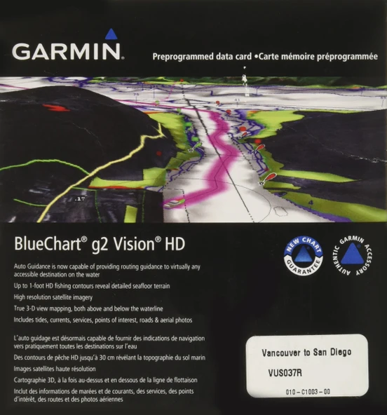 Garmin BlueChart g2 Vision Vancouver/San Diego Saltwater Map Micro ürün görseli 1