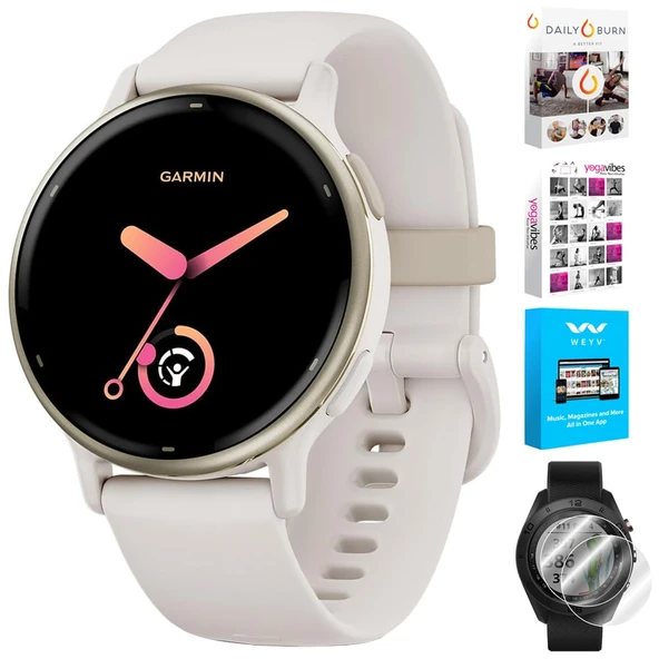 Garmin 010-02862-11aktif 5 Fitness Smartwatch, Deco Essentials 2Pack Ekran Koruyucu ve Tech Smart USA Fitness & Wellness Suite ürün görseli 1