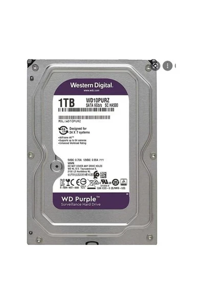 Wd Güvenlik 1tb 5400RPM 64MB 3,5" Sata3 Harddisk  WD10PURZ ürün görseli 1