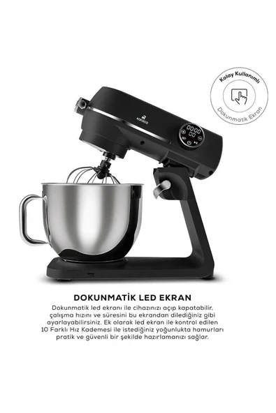 Karaca Multichef Artisan Digital Ekran 7 Litre Döküm Stand Mikser Siyah 1800W ürün görseli 1