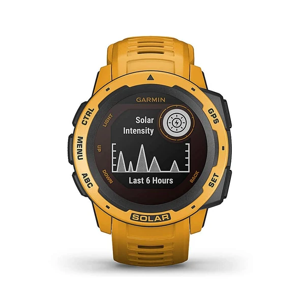 Garmin Instinct Solar, Solar-Powered Rugged Outdoor Smartwatch, built-in Sports Apps and Health Watch, Sunburst Sarı ürün görseli 1