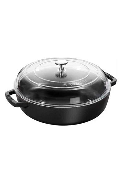 Staub Cam Kapaklı Döküm Tencere 28 cm Siyah ürün görseli 1