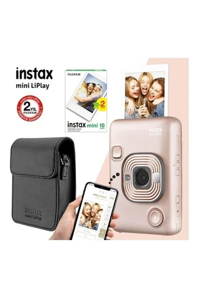 Instax Mini Liplay Hybrid Blush Gold Fotoğraf Makinesi Çantalı Hediye Seti 4-FOTSI00105-SET4 ürün görseli 1