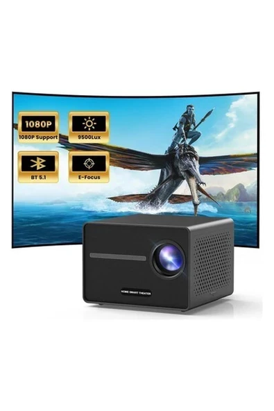 Happrun Mini Projektör, 1080P Destekli Taşınabilir Bluetooth Projektör Hoparlörlü ürün görseli 1