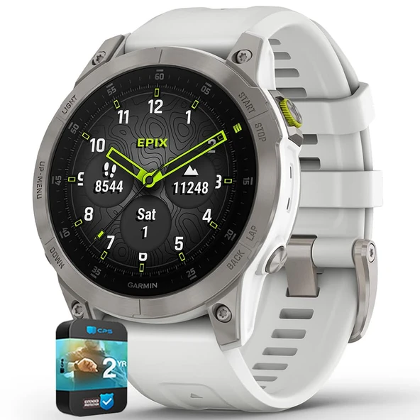 Garmin 010-N2582-20 Epix Gen 2 Premium Active Smartwatch 47 mm Beyaz Titanyum Sche with 2 YR CPS Geliştirilmiş Koruma Paketi ürün görseli 1