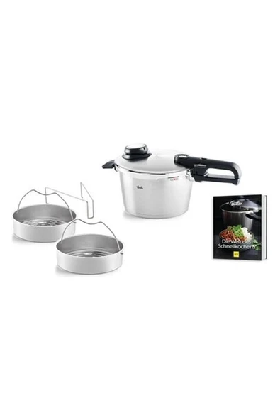 Fissler Vitavit® Premium 4.5 Litre Düdüklü Tencere Seti+2 Parça Buharda Pişirme+SKT Tarif Kitabı ürün görseli 1