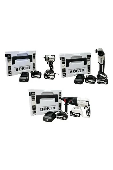 Börth Akülü 3-Lü Set Hilti & Taşlama & Torklu Vidalama ürün görseli 1