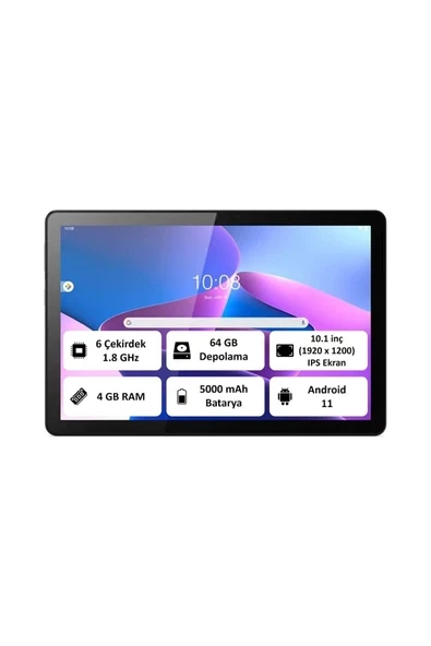 Lenovo Tab M10 (3rd Gen) 4gb 64 GB Depolama 10,1" Wuxga Tablet - ZAAG0003TR ürün görseli 1