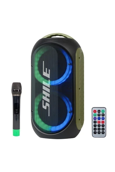 EL MİKROFONLU-2 MİK GİRİŞ -2 GİTAR GİRİŞLİ KUMANDALI USB/SD/BT/FM IŞIKLI TAŞINABİLİR ŞARJLI ANFİ ürün görseli 1