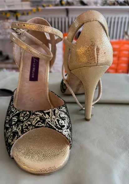 Sarı İhtişam TANGO, DANS VE SALON AYAKKABISI 9,5 CM 15 PONT KONİ MODEL TOPUK KAPALI ürün görseli 1